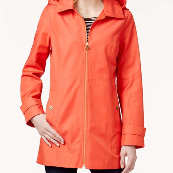 Michael Kors Red Raincoat detachable hood Modern Minimalist Design size Medium - Picture 1 of 10